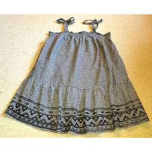 Womens Dress-OLD NAVY-black/white 'Sleeveless Tiered Gingham Swing Mini'-XL